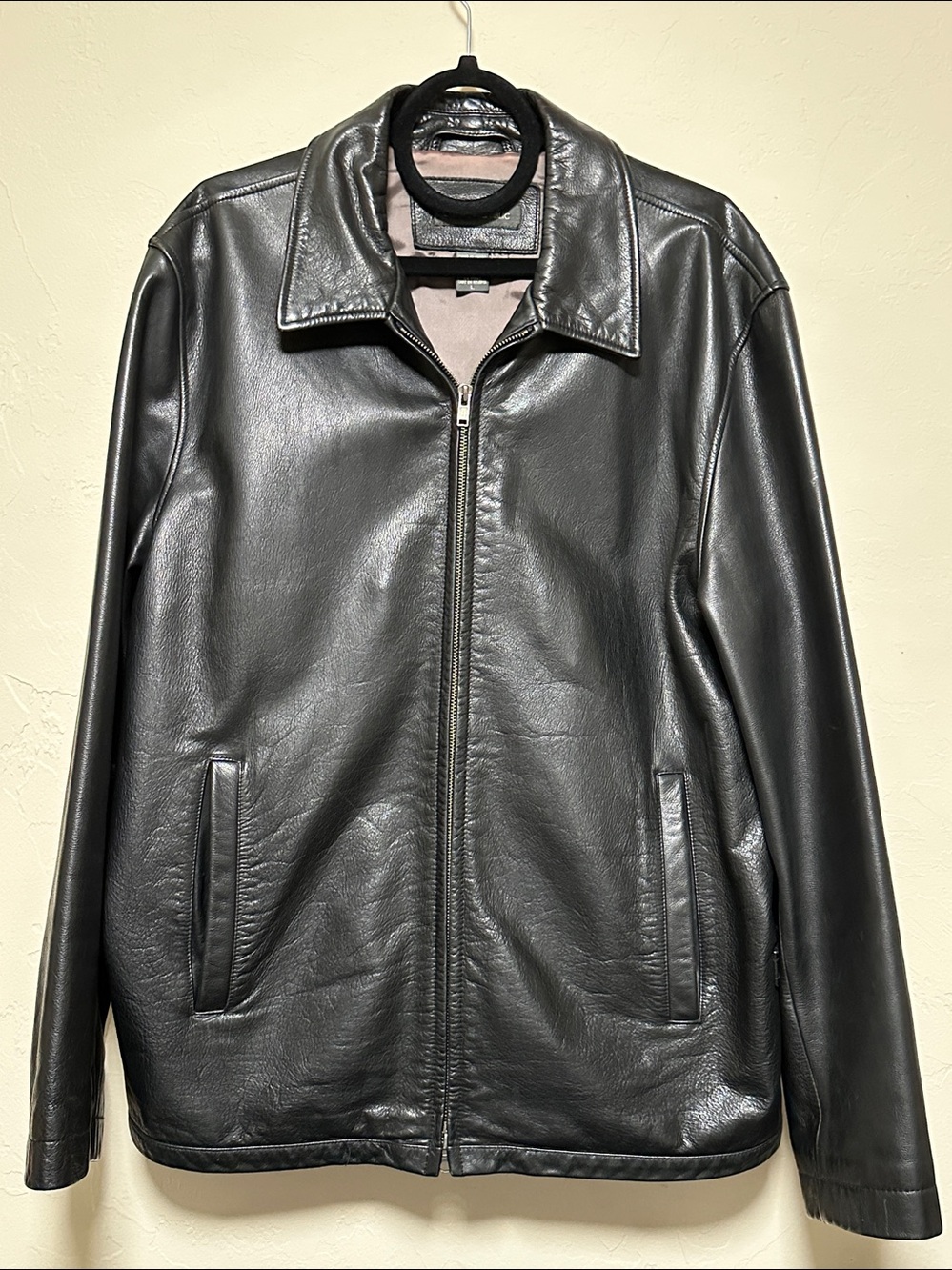 Banana Republic Men’s Two Way Zip Vintage Black Leather Jacket